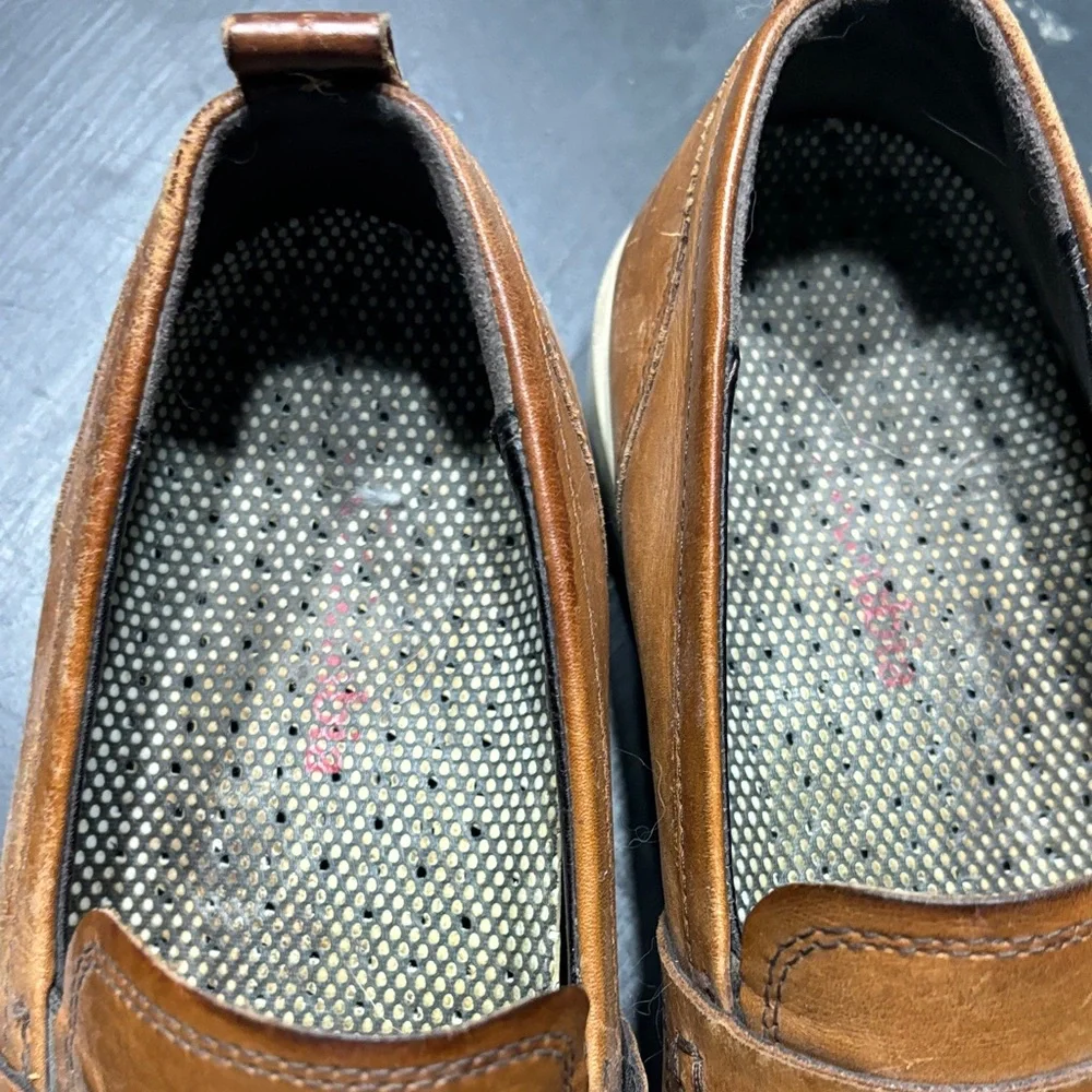 Ecco Brown Leather Slip-On Penny Loafers